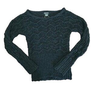 Sisters Black Woven Open Knit Women's Lightweight Stretchy Beachy Sweater Size S
